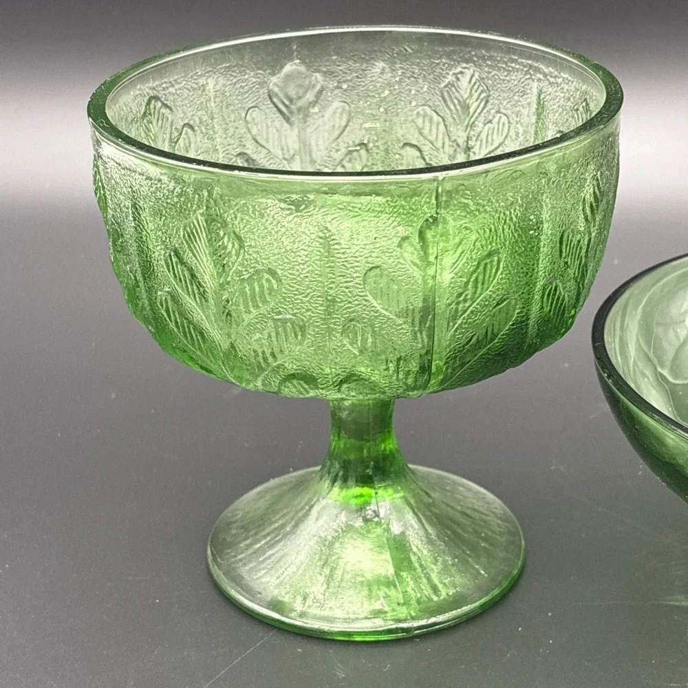 Vintage Mid Century Green Glass Bowl Set - Federal & Anchor Hocking